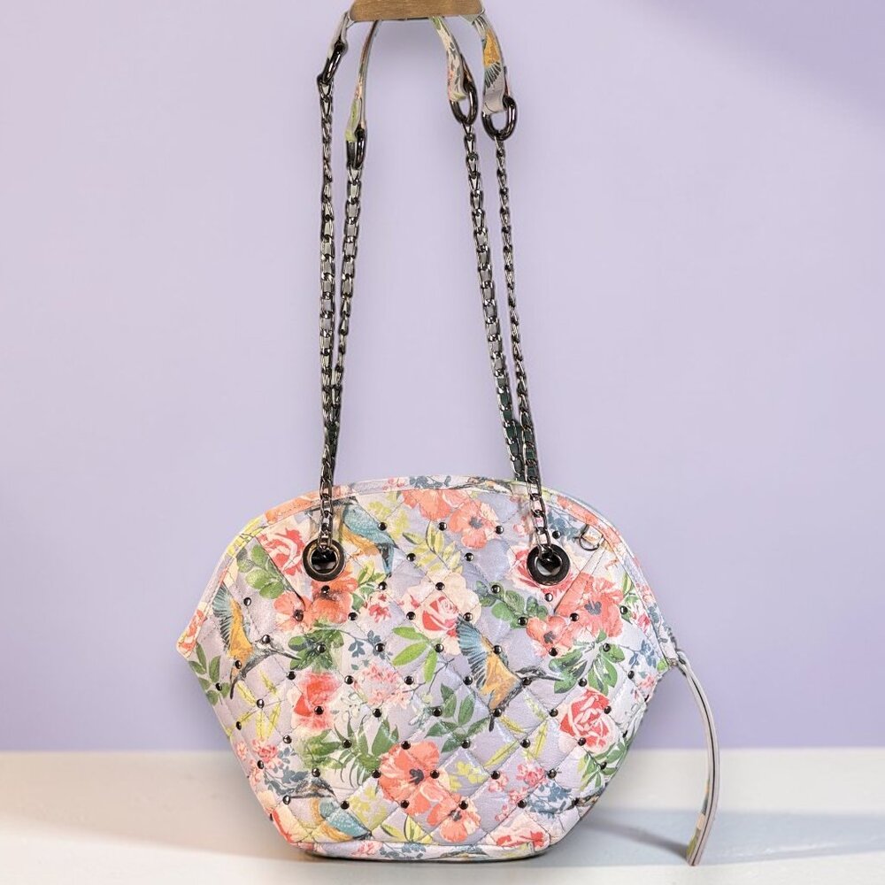 Sharif Floral & Hummingbird Quilted Leather Dome Convertible Crossbody - New